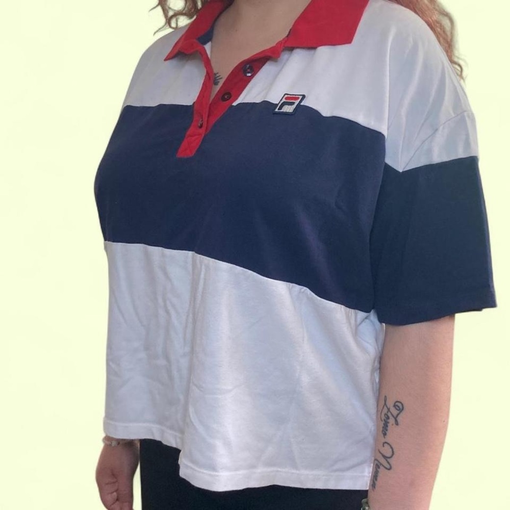 Fila Women's Tri-Color Polo Shirt - Red, Navy, and White